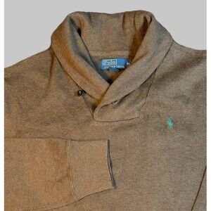 Polo Ralph Lauren Brown Shawl Collar Sweater Pullover Preppy Cotton Men’s XL